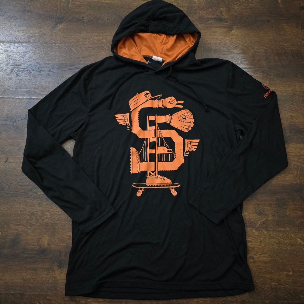 San Francisco Giants Planet Orange Lightweight Hoodie Mens XL Black SF Graphic